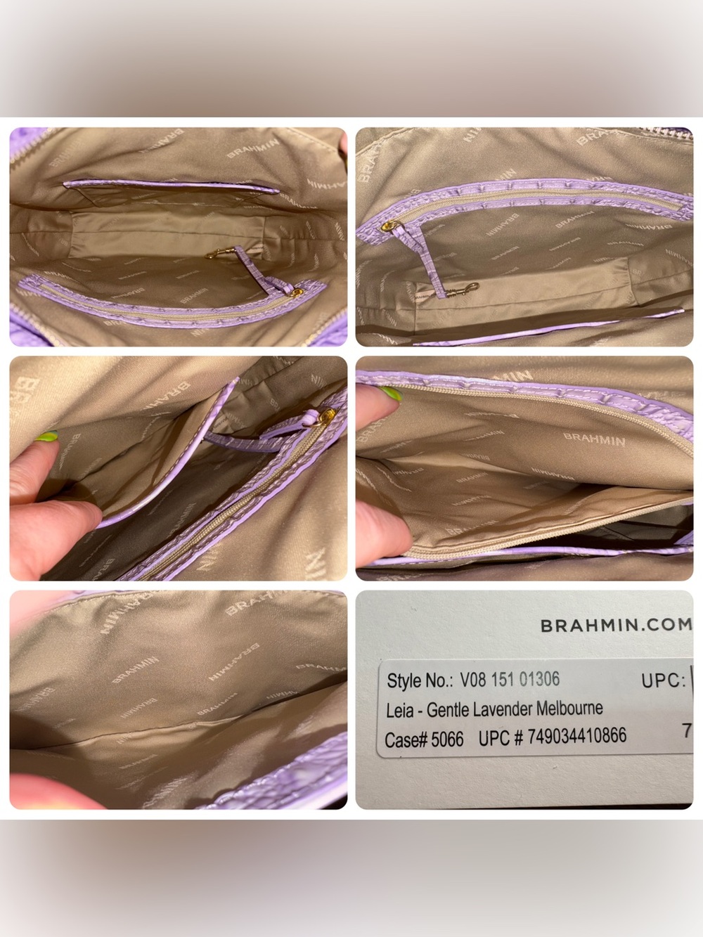 Brahmin EUC Leia - Gentle Lavender - Pastel- Back Eye - Pearl Shimmer - Like New - Picture 7 of 16